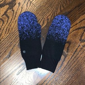 LULULEMON blue and black wool mittens
